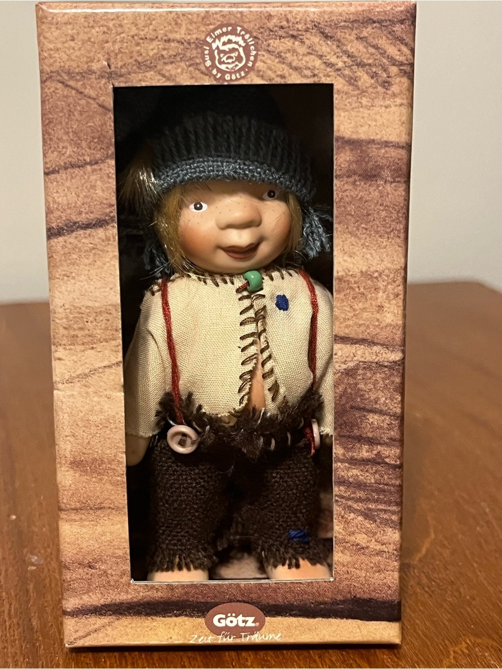 Götz Beige & Brown Boy Doll in Knit Hat by Götz